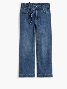 J.Crew Point Sur Paperbag Waist Wide Leg Denim Jeans Belted Size 28